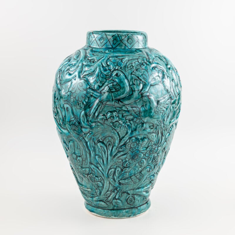 Vaso a rilievo turchese - Dimensione: <b>d 24cm - h 38cm</b>